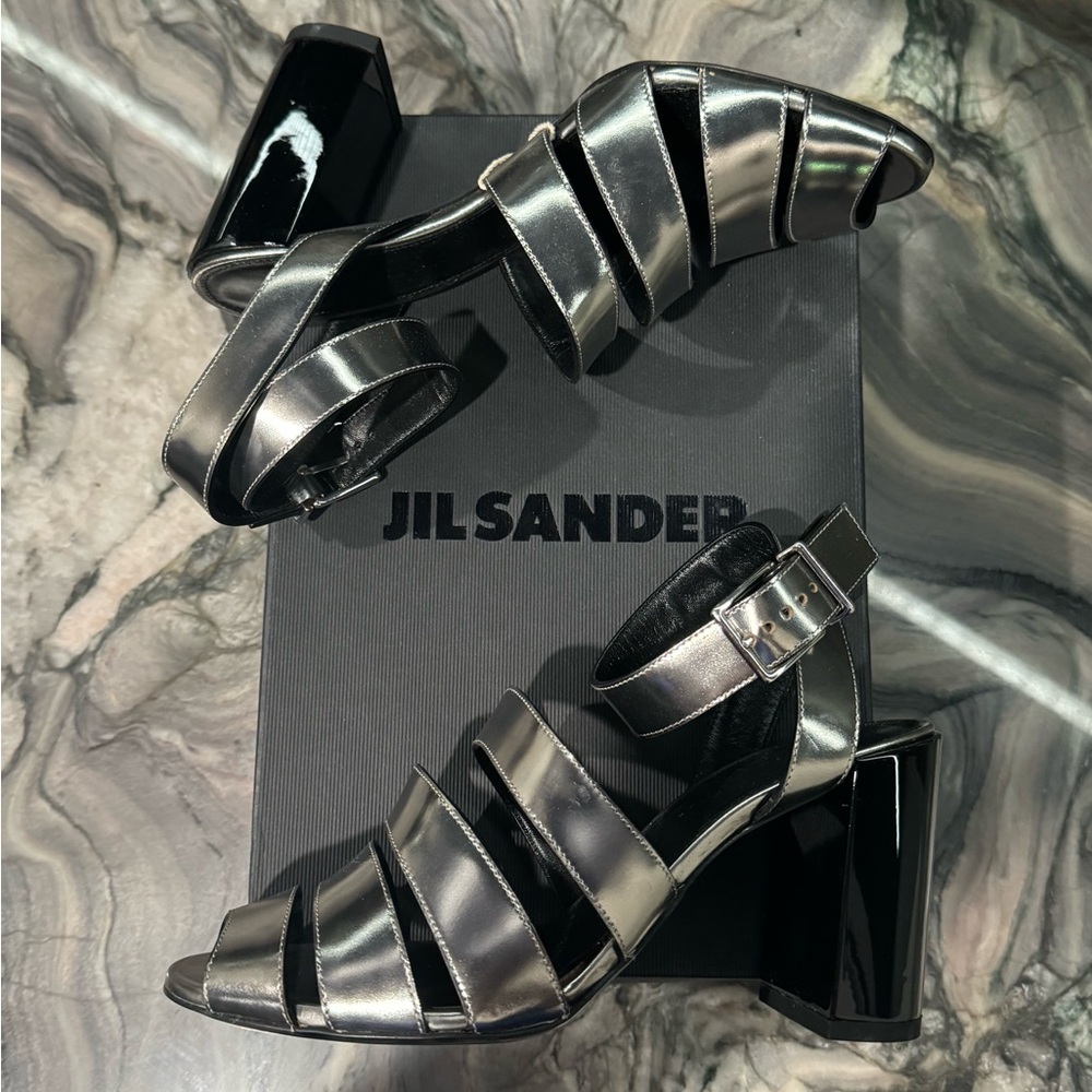 JIL SANDER Silver Strappy Heels 6.5 NIB and NWD! ➡️See description.